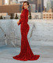 Fall/Winter Women's Sexy Long Sleeve Split Trailing Sequin Formal Party Evening Dress