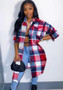 Women's Fashion Classic Plaid Shirt Wool Long Coat