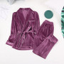 Fall Winter Comfort Pajama Set Long Sleeve Velvet Thermal Underwear Cardigan Ladies Homewear Robe