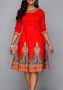 Women autumn ethnic print dress