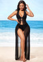 Smr1 Sexy Fashion Sleeveless Slit Mesh Women's Beach Dress