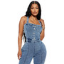 Women's Fashion Casual Sexy Suspenders Denim Jumpsuit Wide Leg Pants Bell Bottom Pants