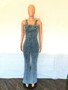 Women's Fashion Casual Sexy Suspenders Denim Jumpsuit Wide Leg Pants Bell Bottom Pants