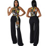 Sexy Fashion Digital Printing Round Neck Sleeveless Women's Jumpsuit