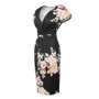 Women V-Neck Short Sleeve Pleated Floral Bodycon Dress