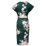 Women V-Neck Short Sleeve Pleated Floral Bodycon Dress