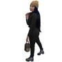 Women Hooded Gathered Long Sleeve Top And Pant Two Piece