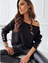 Women Sexy Chain Button Decoration Long Sleeve Top Women