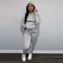 Womens Trend Letter Pringt Hooded Tracksuit Hoodies Sweatpants Two Piece Set