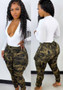 Women'S Camo Print Casual Trousers With Belt