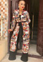 Autumn/Winter Women'S Printed Casual Long Coat With Belt