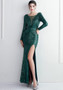 Long Sleeve Formal Party Shrinkage Chic Elegant Long Sequins Queen Fishtail Dress