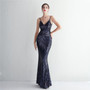 Positioning Flower Sling Party Sequin Dress Long Formal Party Slim Chic Elegant Evening Dress