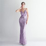 Positioning Flower Sling Party Sequin Dress Long Formal Party Slim Chic Elegant Evening Dress