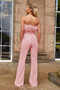 Women's Strapless Fur Belted Slim Jumpsuit