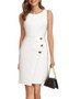 Women Round Neck Sleeveless Button Dress