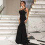 Women Solid Long Sleeveless Slim Chic Swing Evening Dress