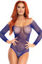 Women Mesh Sexy Lingerie Long Sleeve Bodysuit