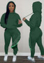 WomenLong Sleeve Hoodies and Ruffles Patched Pant Two Piece Set