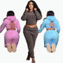 Plus Size Women Sherpa Backless Hood Top and Pant Two Piece Set