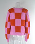 Women autumn and winter checkerboard long sleeve sweater