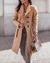 Fall Winter Women'S Turndown Collar Single Breasted Belted Coat