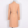 Spring Autumn Fashion Solid Color Slim Belt Long Sleeve Slim Chic Career Suit Dress