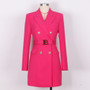 Spring Autumn Fashion Solid Color Slim Belt Long Sleeve Slim Chic Career Suit Dress