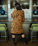 women's knitting leopard long cardigan coat