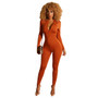 Women Solid Right Back Double Side Wear Zip Long Sleeve Jumpsuit