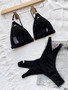 Women Sexy Black Cutout Bikini Two Piece