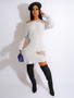 Women'S Sexy Round Neck Long Sleeve Sweater Knitting Dress