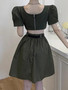 Summer Short Sleeve Hollow Slim Open Waist Slim Fit Dress