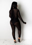 Striped Mesh Patchwork Casual Sexy Stretch Jumpsuit