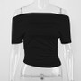 Street Summer Tight Fitting Crop Off Shoulder Casual Top Women's Clothing