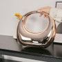 Women meniscus gold and silver handbags makeup evening bag for women