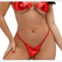 Ring Decoration Shiny Sexy Low Back Women's Strapless Two Pieces Bikini Swimsuit