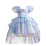 Children's Puffy Dress Rainbow Mesh Trailing Ruffles Girls Performance Princess Dress