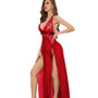 Women Slit Mesh Halter Neck Nightgown Sexy Lingerie