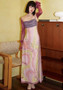 Summer Ink Painting Print Strap Long Dress