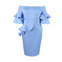 Off Shoulder Ruffle Sleeve Bodycon Formal Party Dress