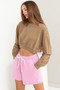 HYFVE Round Neck Long Sleeve Cropped Sweatshirt