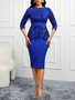 Women's Spring Summer Sequin Half-Sleeve Tight Fitting Round Neck Formal Party Bodycon Dress
