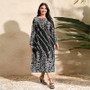 Chic Elegant Printed Loose Long Sleeve Plus Size Dress