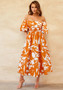 Sexy Off Shoulder Puff Sleeve Printed Casual Fashion Swing Chic Dress