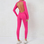 Sexy Low Back Long Sleeve Fitness Sports Tight Fitting Yoga Jumpsuit