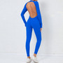 Sexy Low Back Long Sleeve Fitness Sports Tight Fitting Yoga Jumpsuit