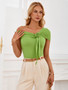 Summer Casual Fashion Women's Solid Color Off Shoulder Slim Waist Top