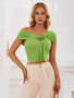 Summer Casual Fashion Women's Solid Color Off Shoulder Slim Waist Top