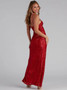 Summer Sequined Strap Formal Party Gown Sexy Prom Evening Dress